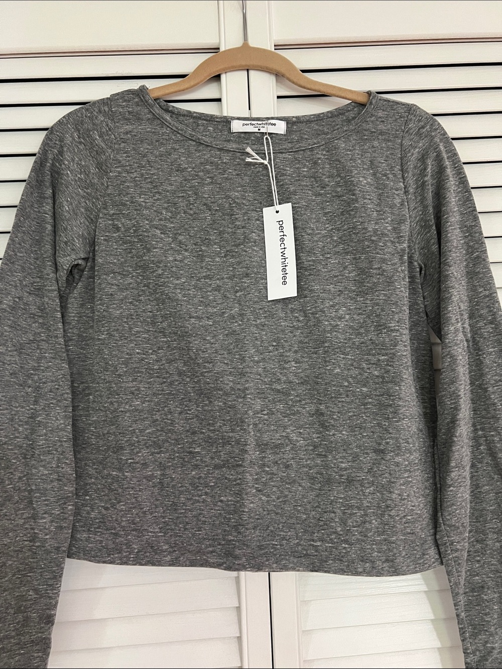 NWT Perfectwhitetee parker crispy cotton long sleeve boat neck top medium - Picture 4 of 9